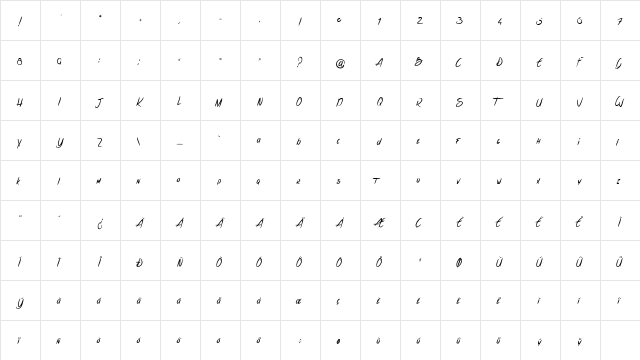 les Sensations de Cerise Italic  glyph index