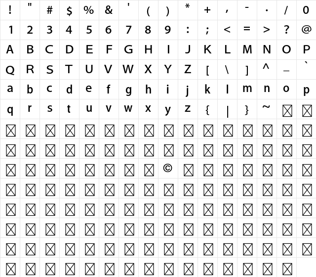 Munhwa Gothic Std B  glyph index