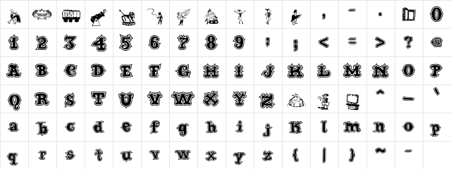Cordel Circo Mambembe Outline Bold  glyph index