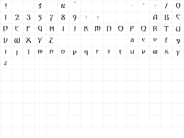 Goodman 10 Regular  glyph index