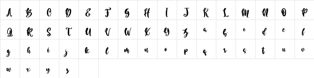 Blue Rose Regular  glyph index