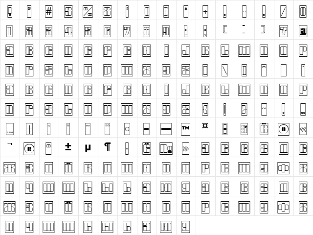 a_GlobusCmOtl Regular  glyph index