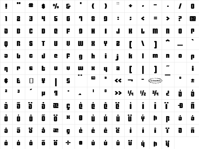 Philadelphia Expanded Expanded  glyph index