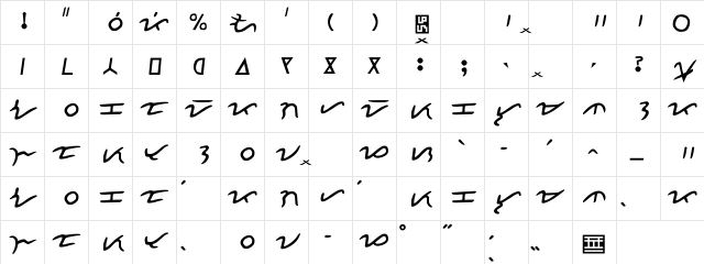 TAAL Regular  glyph index