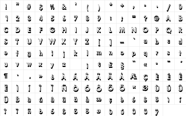FuturaNo7TMedSh1 Regular  glyph index