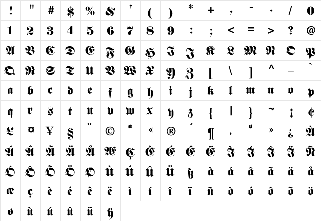 Lugosi-Normal Regular  glyph index