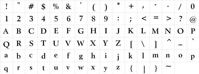 CoyGarr BOLD Regular  glyph index