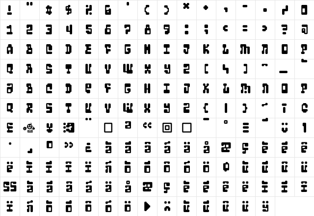 Cyberdelic Regular  glyph index