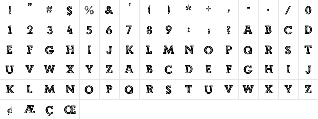 Landi_Echo Regular  glyph index