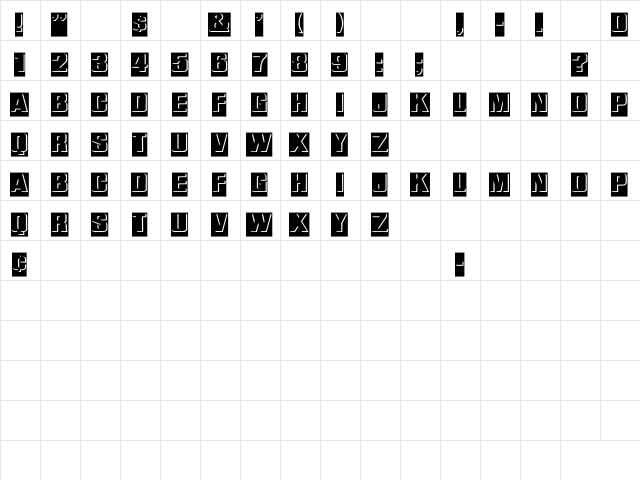 ReliefInReverse Wd Regular  glyph index