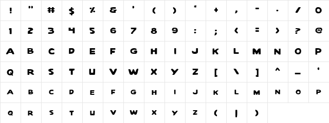 Quartermain Regular  glyph index