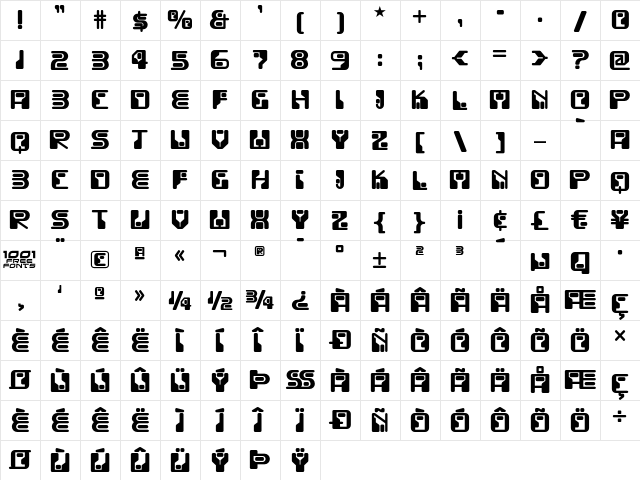 Funky Rundkopf NF Regular  glyph index