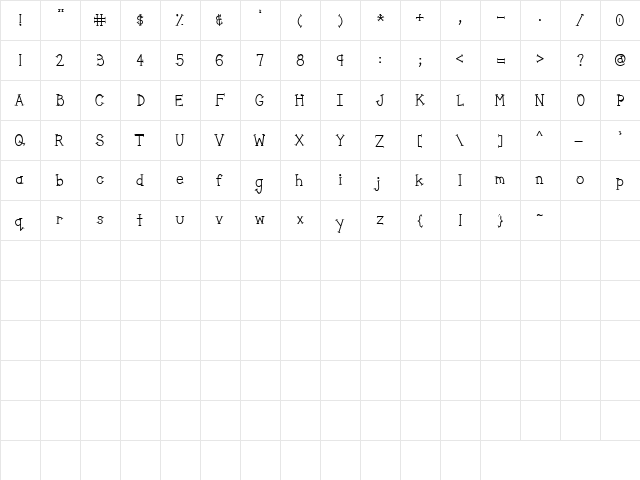 Doodle Dash Regular  glyph index