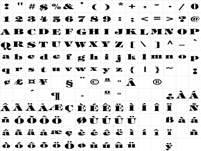 Tiffany-Heavy-Normal Ex Regular  glyph index