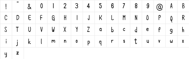 Brownie Girly Regular  glyph index