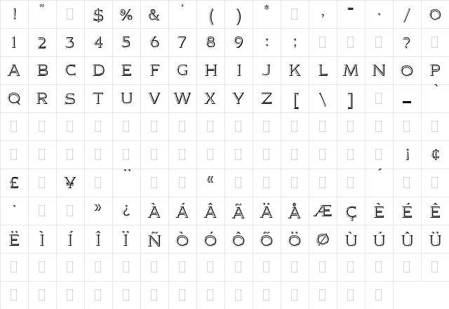 CitationLETPlain1 Regular  glyph index