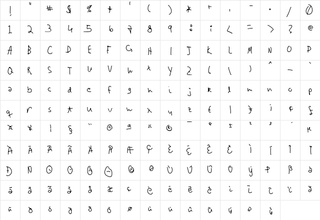 Gfaalit Regular  glyph index