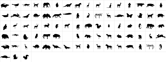 Animals Medium  glyph index