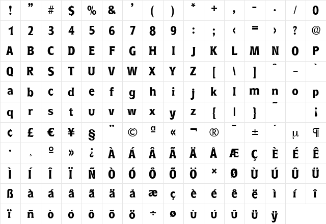 RoundestSerial Bold  glyph index