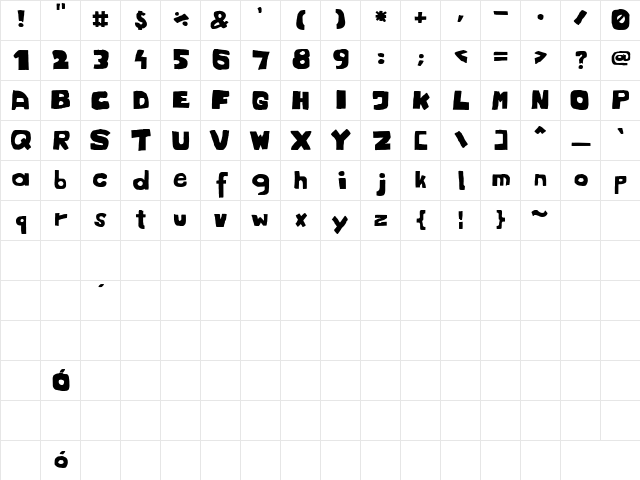 alamakota Regular  glyph index