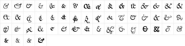 P22 Goudy Ampersands Regular  glyph index