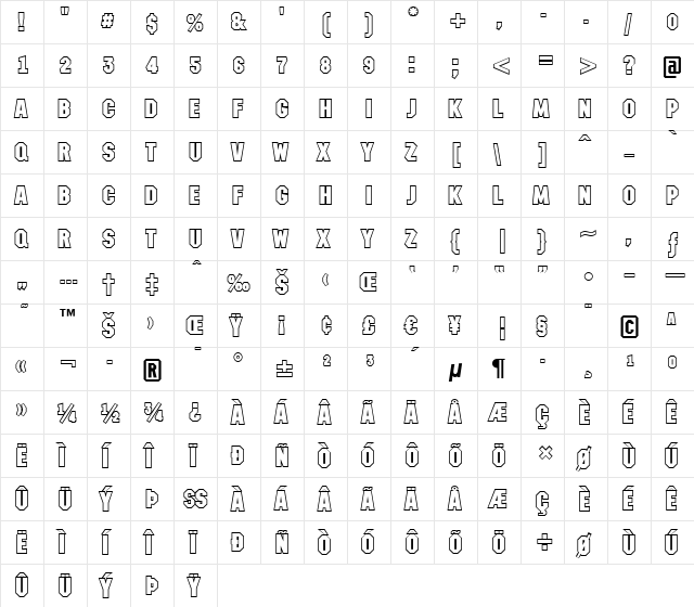 a_MeccanoOtl Regular  glyph index