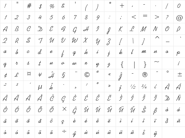 Kaufmann BT Eo Regular  glyph index