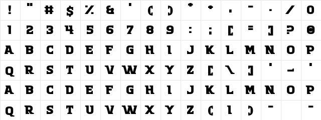 There Must Be Regular  glyph index