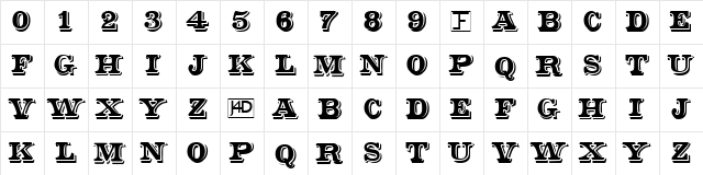 Shadowed Serif Normal  glyph index