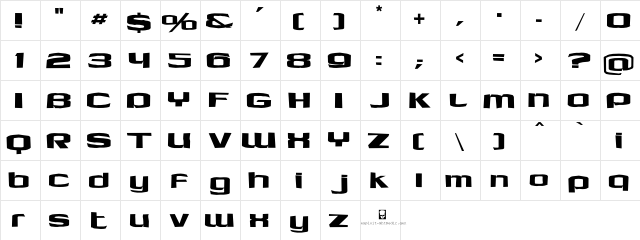 LHF Cool Blue Regular Regular  glyph index