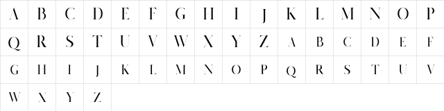 Salvalyn Regular  glyph index