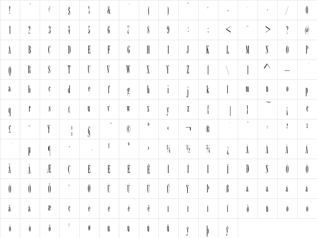 BordeauxICG Regular  glyph index