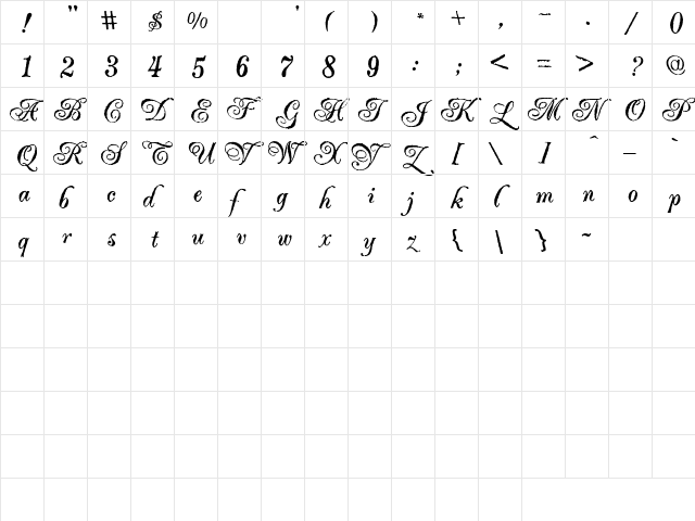 LD Antique Regular  glyph index