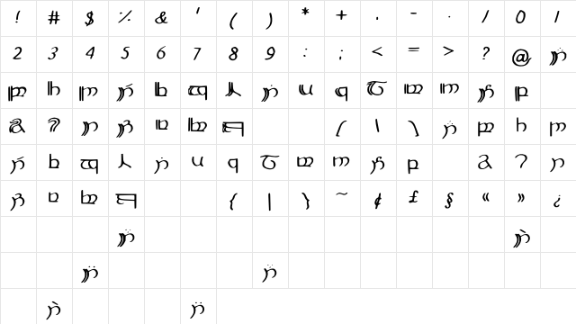 Elbisch Medium  glyph index