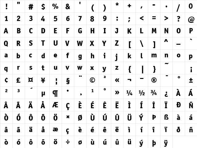 OfficinaSanITCTT ExtraBold  glyph index