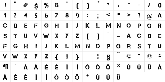 Capture it Regular  glyph index