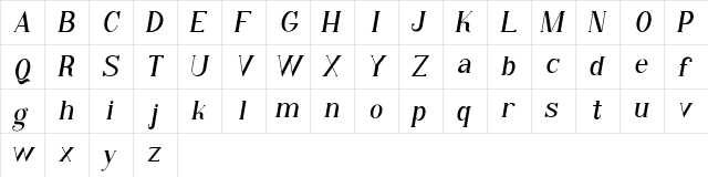 Qiba Serif Italic FREE Italic  glyph index