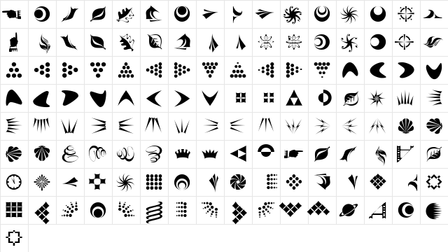 Altemus Regular  glyph index