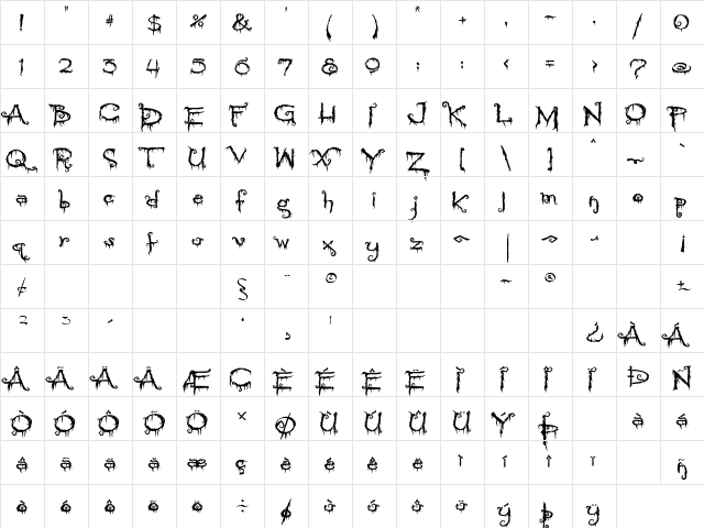 Pyrite Crypt Regular  glyph index