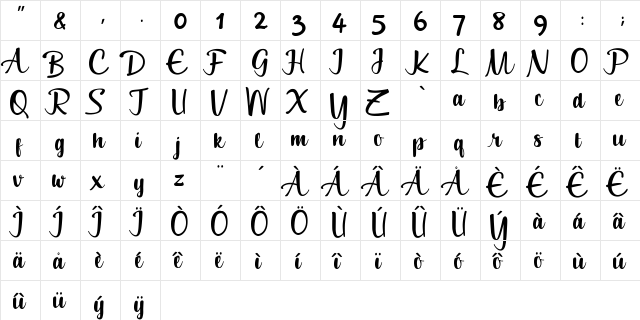Geuceu Regular  glyph index