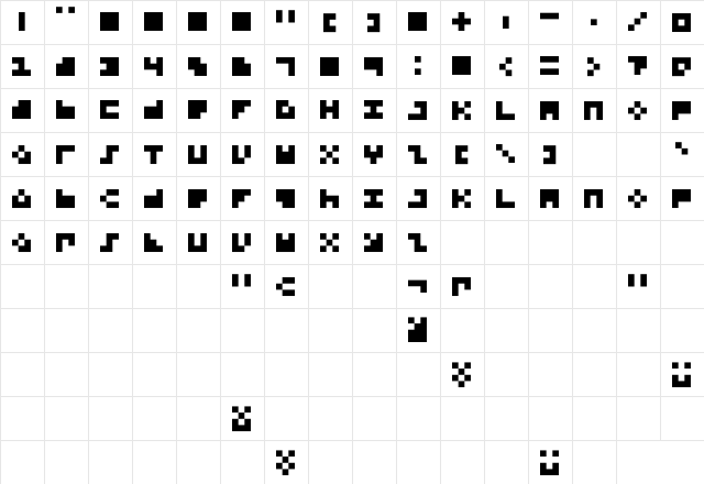 DS P9RMX Regular  glyph index