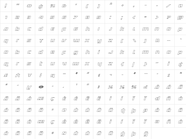 Ultramarines Outline Italic Outline Italic  glyph index
