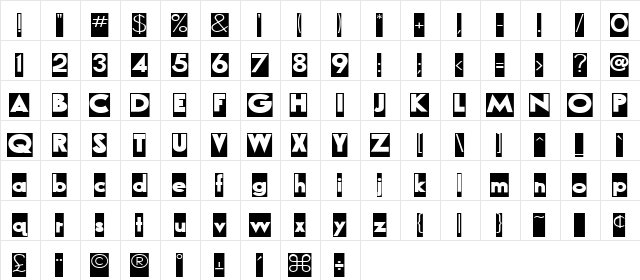 AirbrushReverse Regular  glyph index