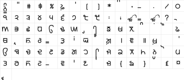 Rupe Border 8 Heavy Short  glyph index