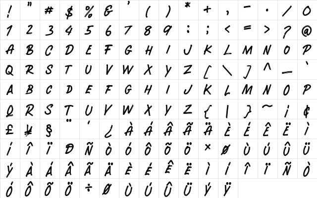 RUNWAY BRUSH Regular  glyph index