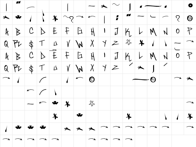 saint Regular  glyph index