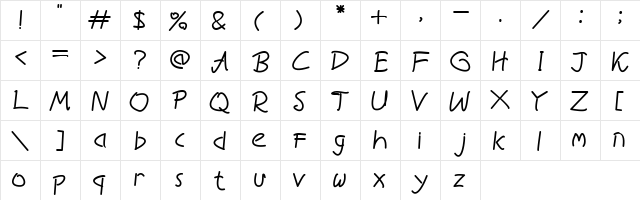 BelovedJourney Regular  glyph index