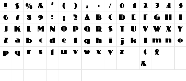 BrigandSSK Bold  glyph index