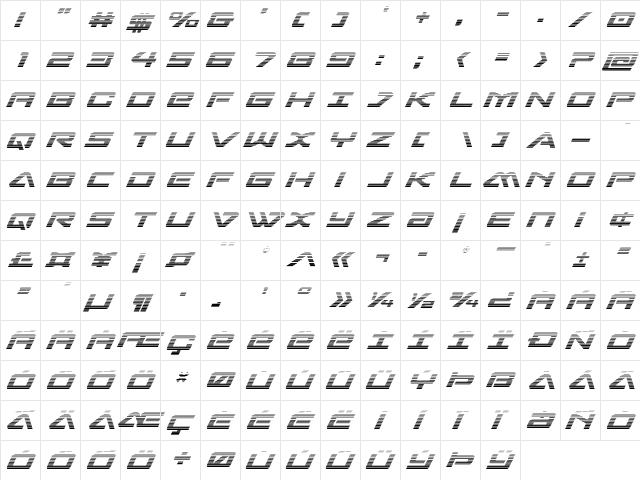 Sabre Shark Gradient Regular  glyph index