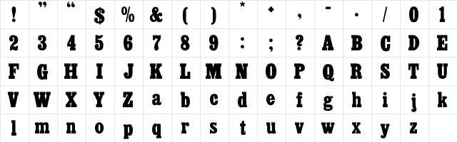 BayVillage Regular  glyph index